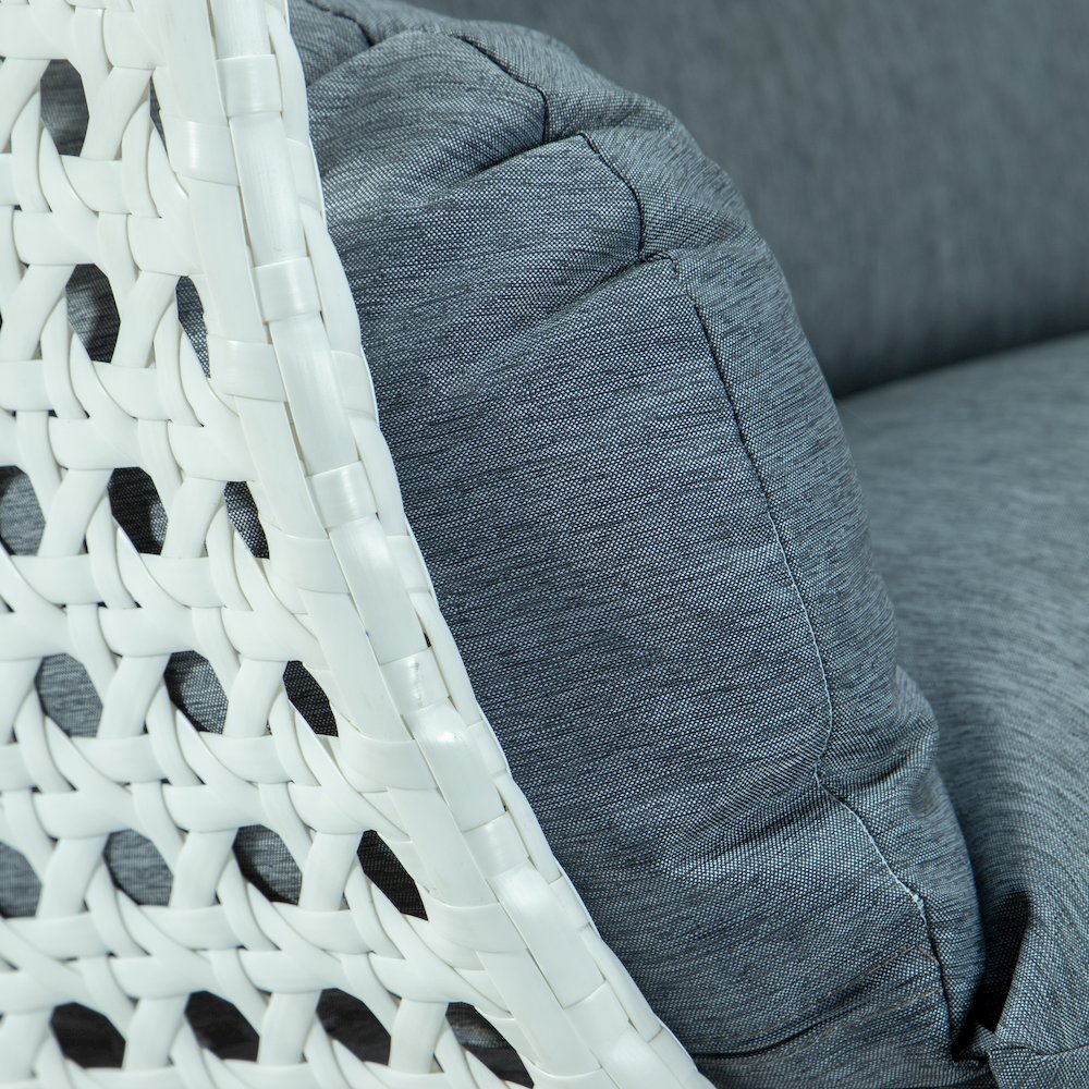 White Wicker Hanging 2 person Egg Swing Chair. Picture 8