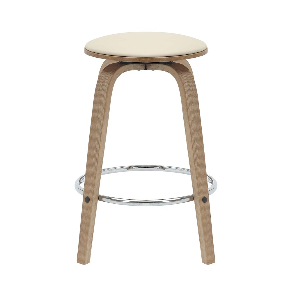 Wooden Counter Stool Pelya Collection Modern Style Washed Walnut color in Taupe. Picture 11