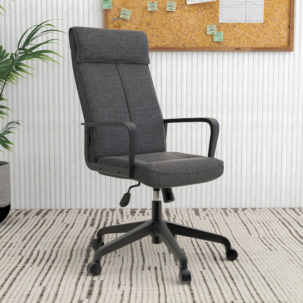 Aiaria Collection Modern Office Chair In Charcoal Fabric. Picture 2