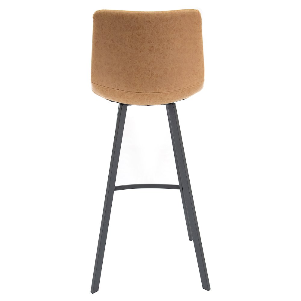 Elland Modern Upholstered Leather Bar Stool With Iron Legs & Footrest Set of 2. Picture 5