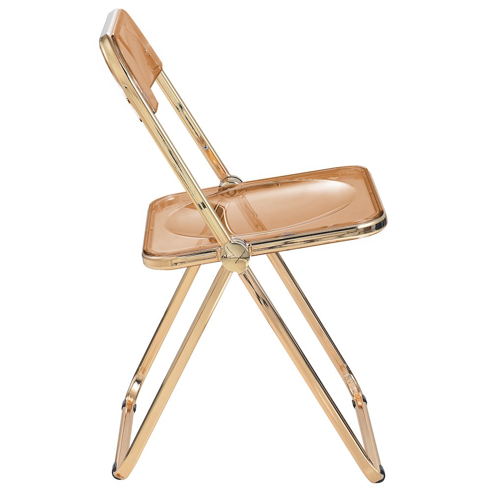 Lawrence Acrylic Folding Chair With Gold Metal Frame. Picture 12