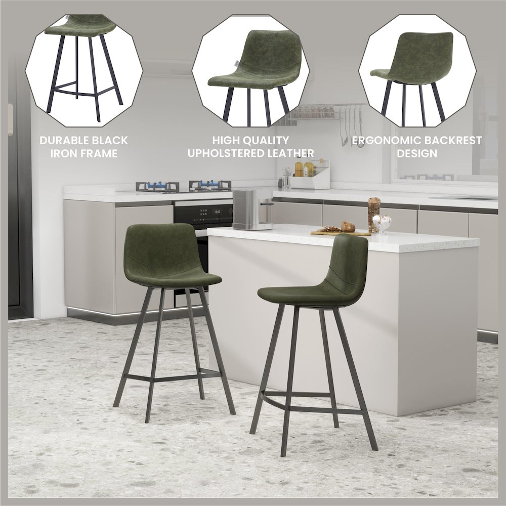 Elland - Counter stool - Olive Green. Picture 5
