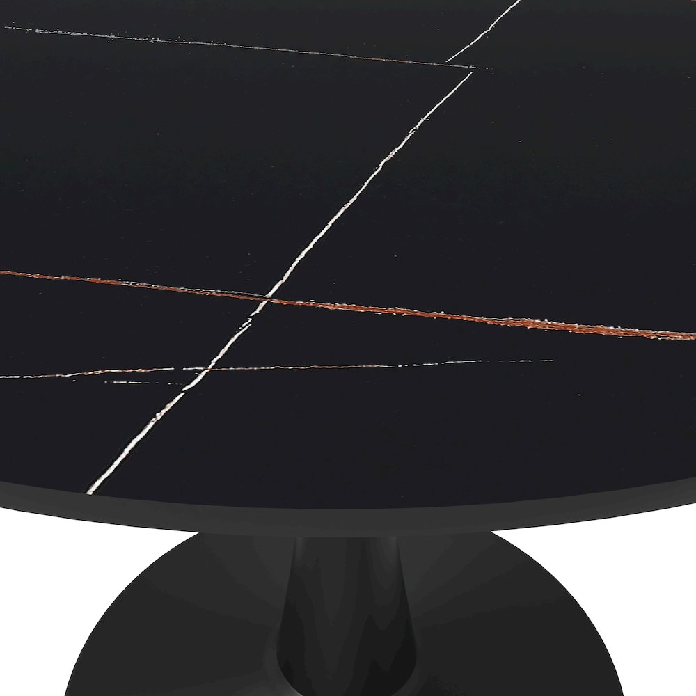 Bristol 40" round dining table Black base with Black Sintered stone Top. Picture 4