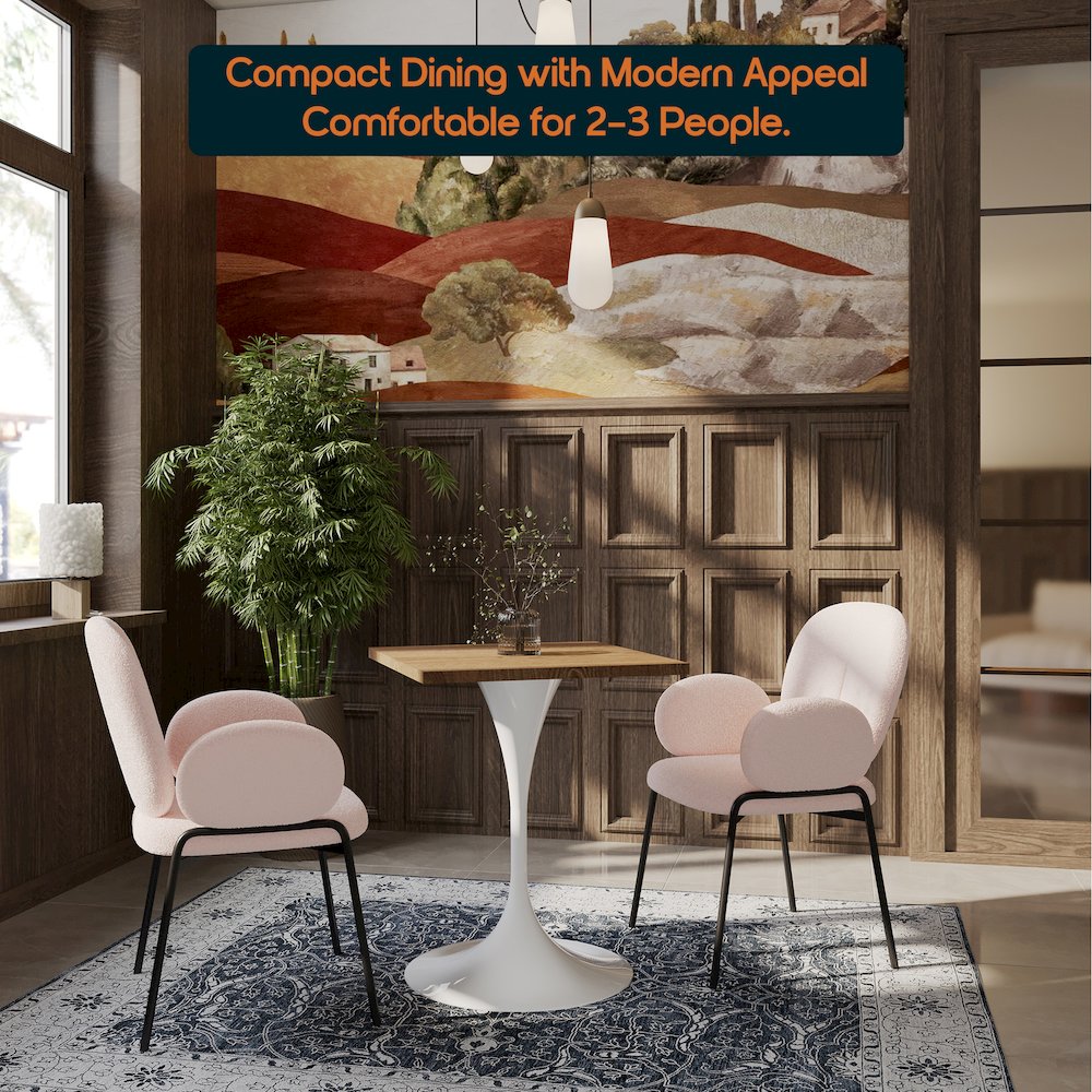 Verve Collection 24 Square Dining Table, White Base with Dark Maple MDF Top. Picture 4