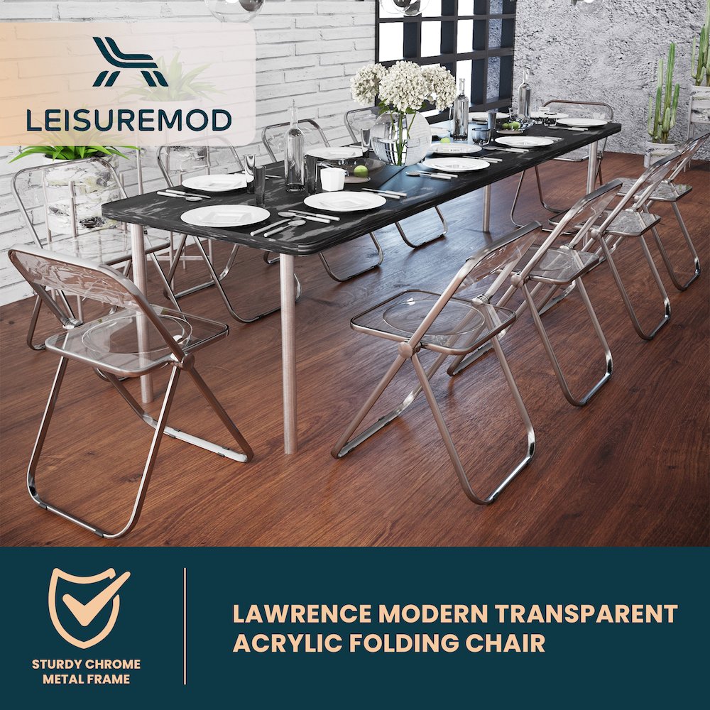 Lawrence Acrylic Folding Chair With Metal Frame. Picture 7