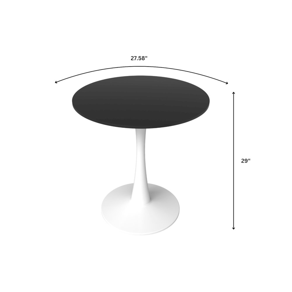 Leisyremod Bristol 27" Round Dining Table White base with Black top. Picture 18