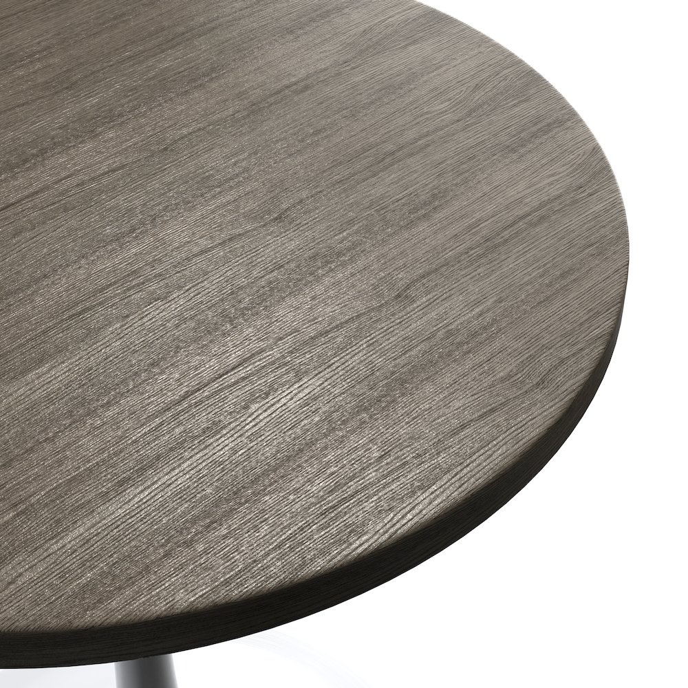Verve Collection 27 Round Dining Table, White Base with Dark Maple MDF Top. Picture 11