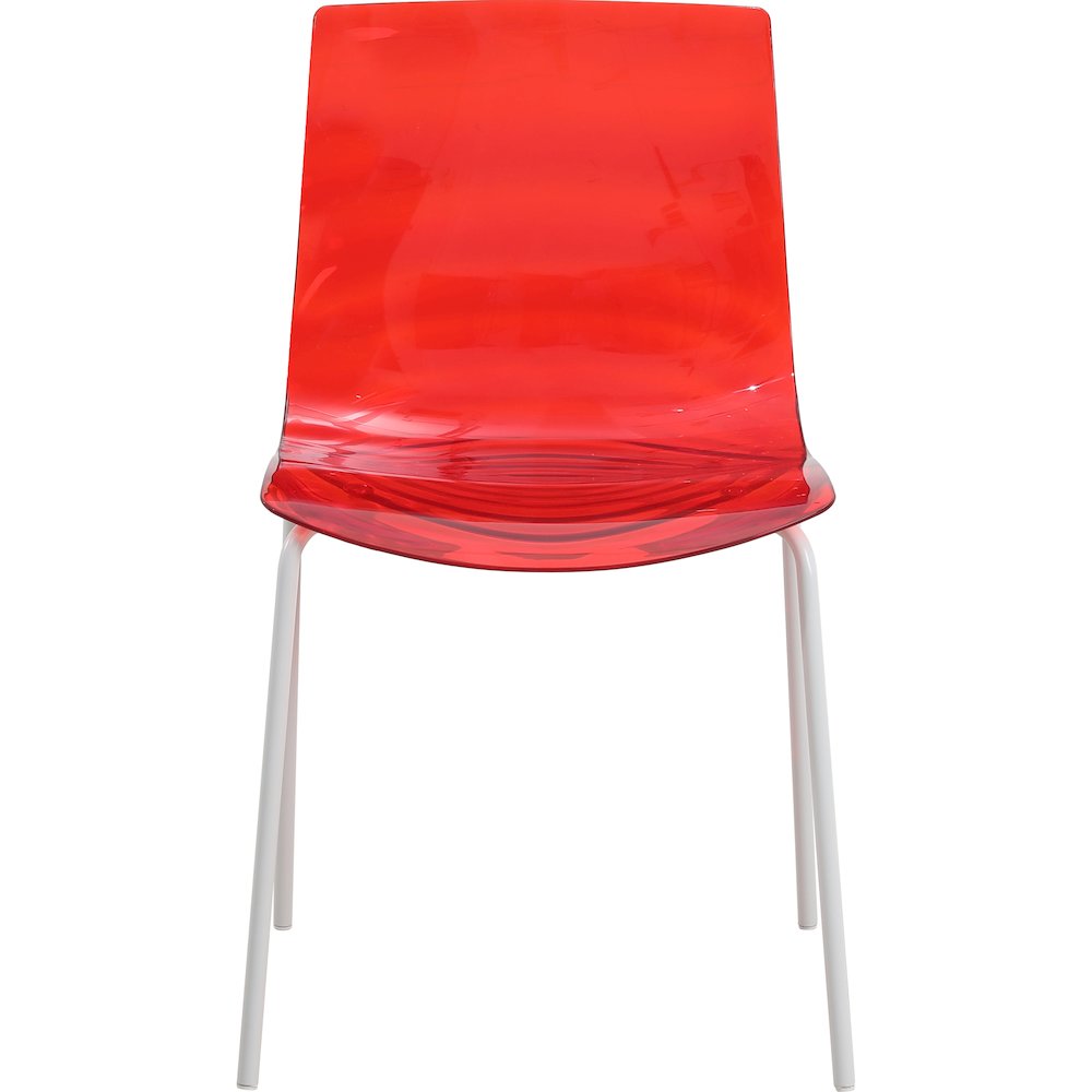 Astor Water Ripple Design Dining Chair in White Base Trans Red Seat. Picture 9