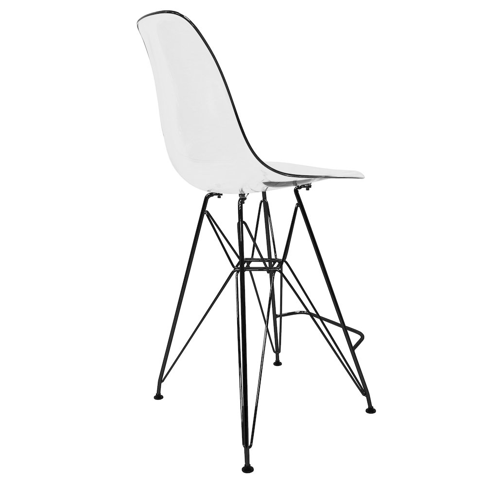 Modern Acrylic Bar stool Cresco Collection Black Base with Clear seat. Picture 8