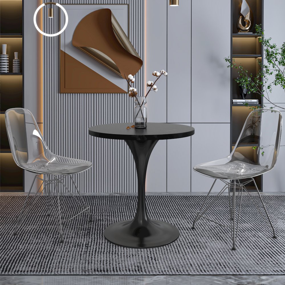 Verve Collection 27 Round Dining Table, Black Base with Black MDF Top. Picture 9