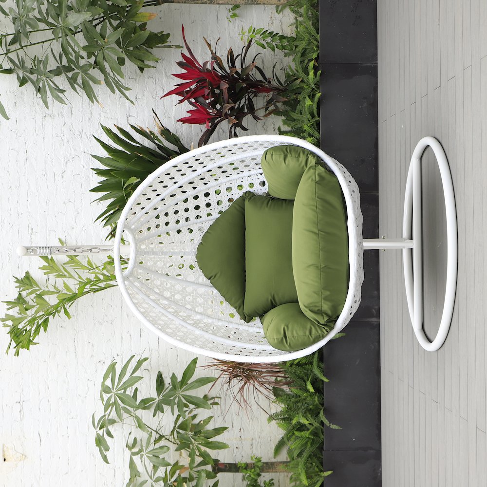White Wicker Hanging Egg Swing Chair. Picture 4