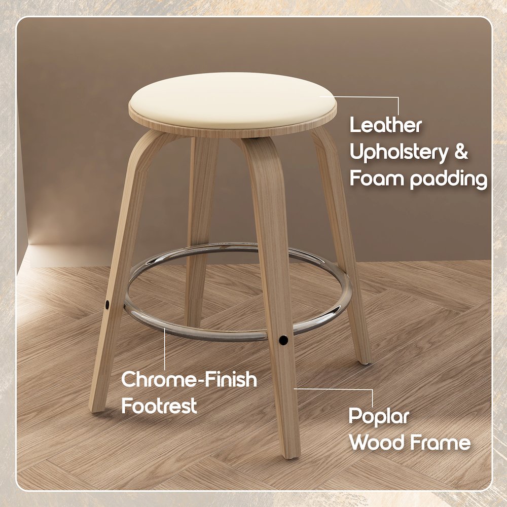 Wooden Counter Stool Pelya Collection Modern Style Washed Walnut color in Taupe. Picture 1