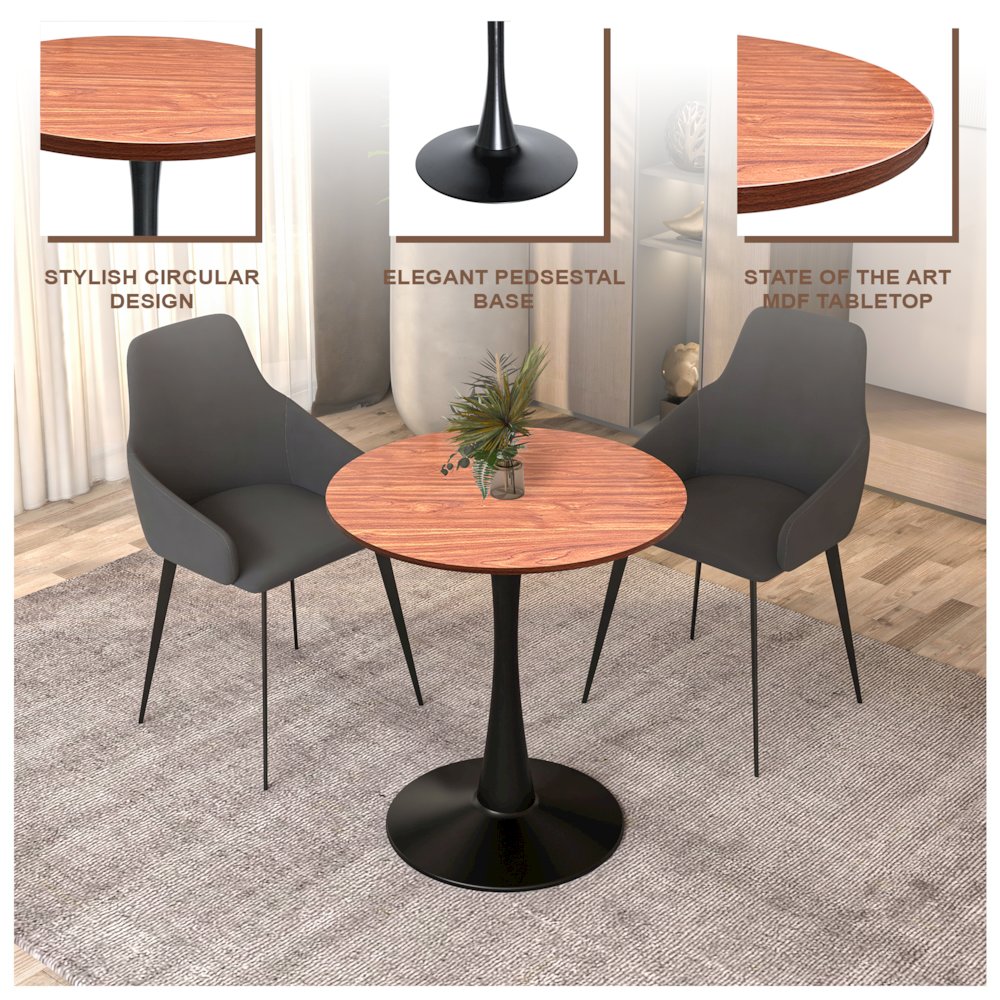 Bristol Dining table, Black Base with 27 Round Cognac Brown MDF top. Picture 10