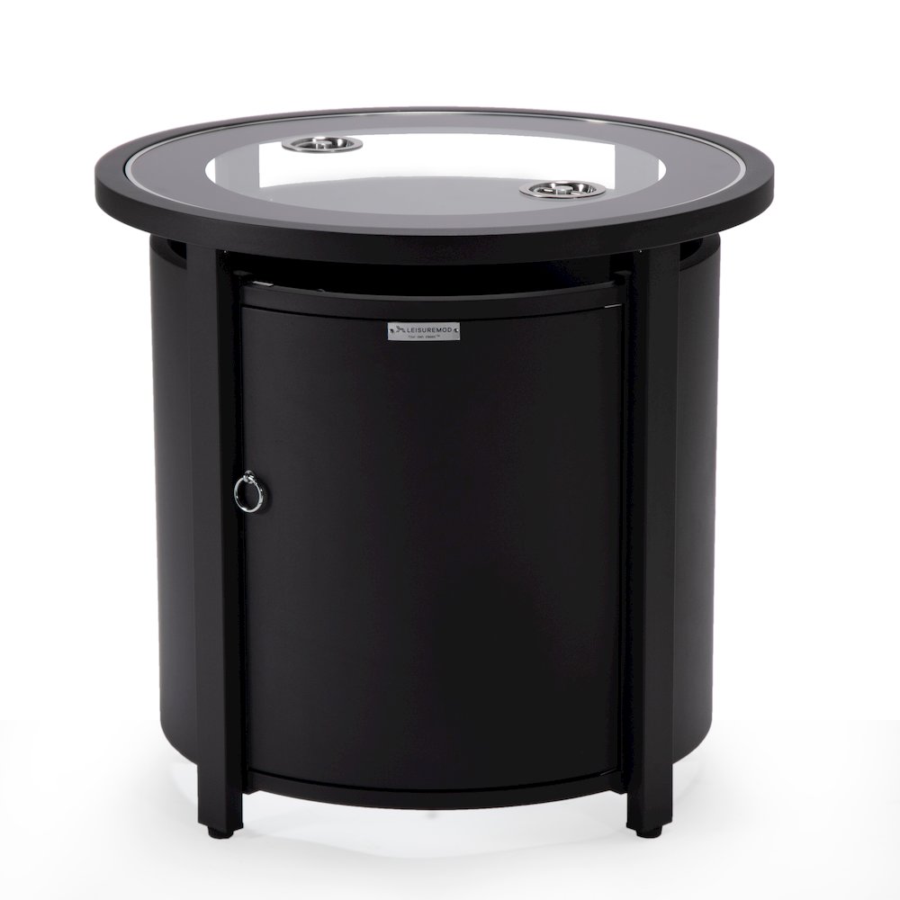 Walbrooke Patio Round Fire Pit and Tank Holder in Black. Picture 15