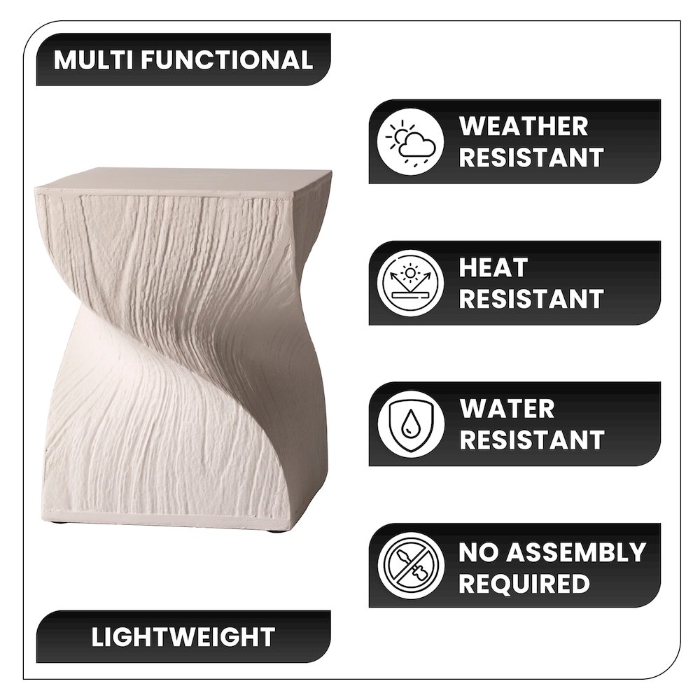 Onyx Collection Fiberglass Outdoor Side Table in Cream. Picture 15