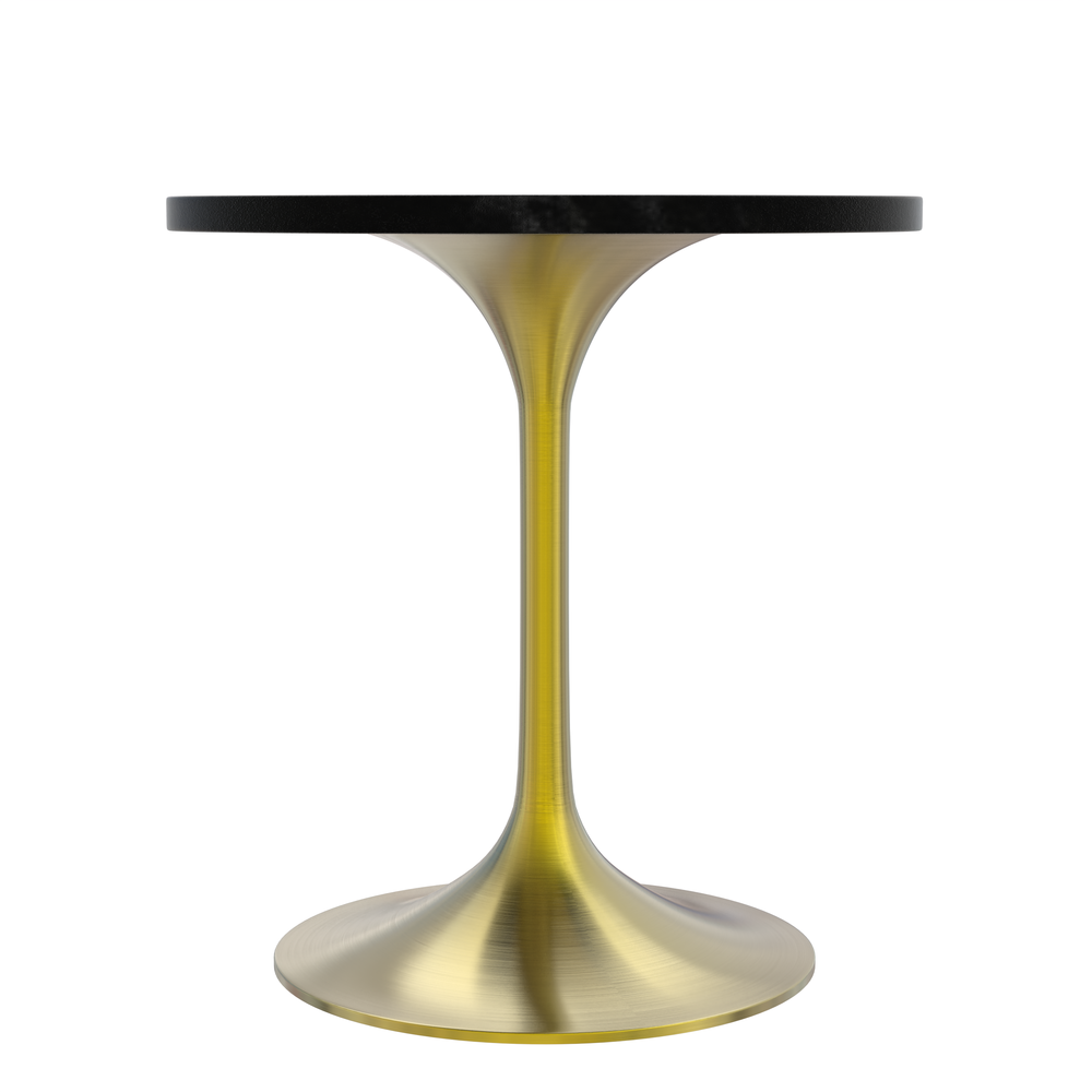 Verve Collection 27" Round Dining Table, Brushed Gold Base with Black MDF Top. Picture 13