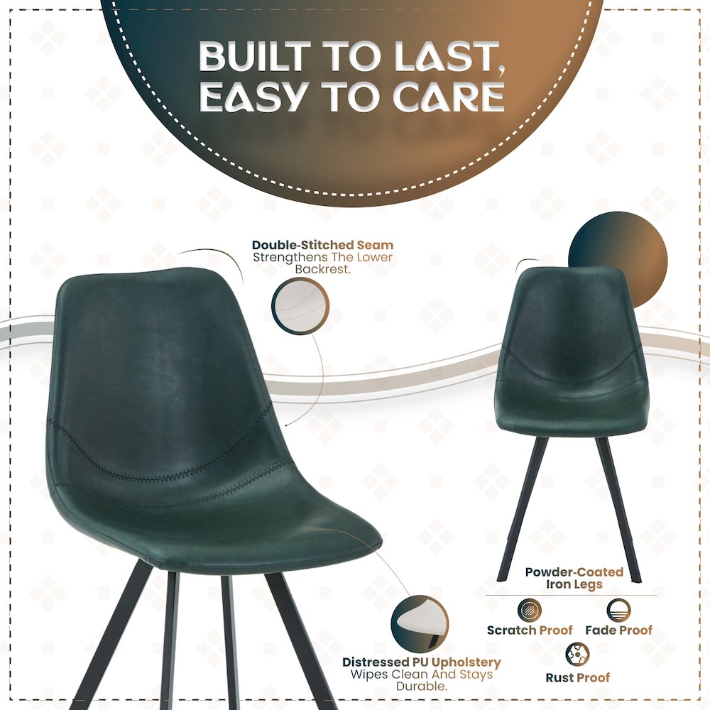 Markley Modern Leather Dining Chair With Metal Legs. Picture 5
