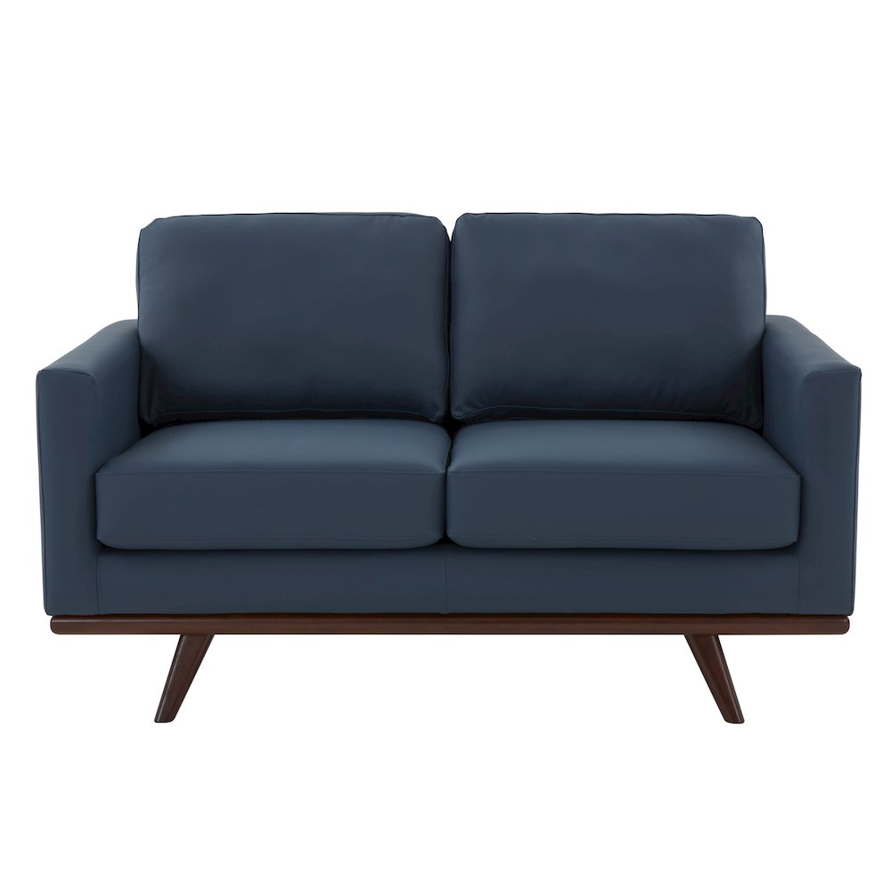 Chester Modern Leather Loveseat With Birch Wood Base. Picture 8