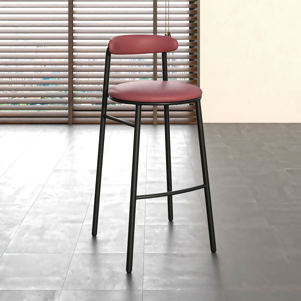 Lume Collection Modern Bar Stool in Burgundy. Picture 6