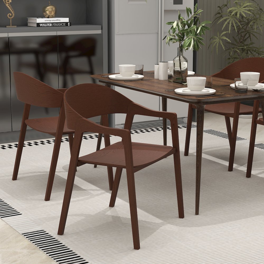 Rivo Collection Elegant Dining Chair in Dark Brown Wood. Picture 1