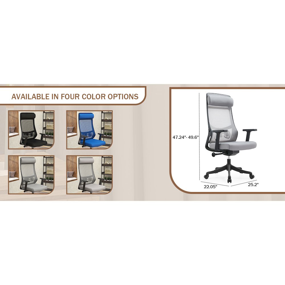 Office Dale Series Office Task Chair In Light Grey. Picture 3