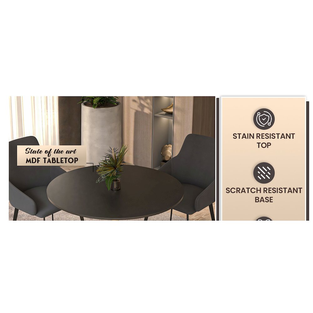 Bristol 31" round dining table Gold Base With Black Top. Picture 10