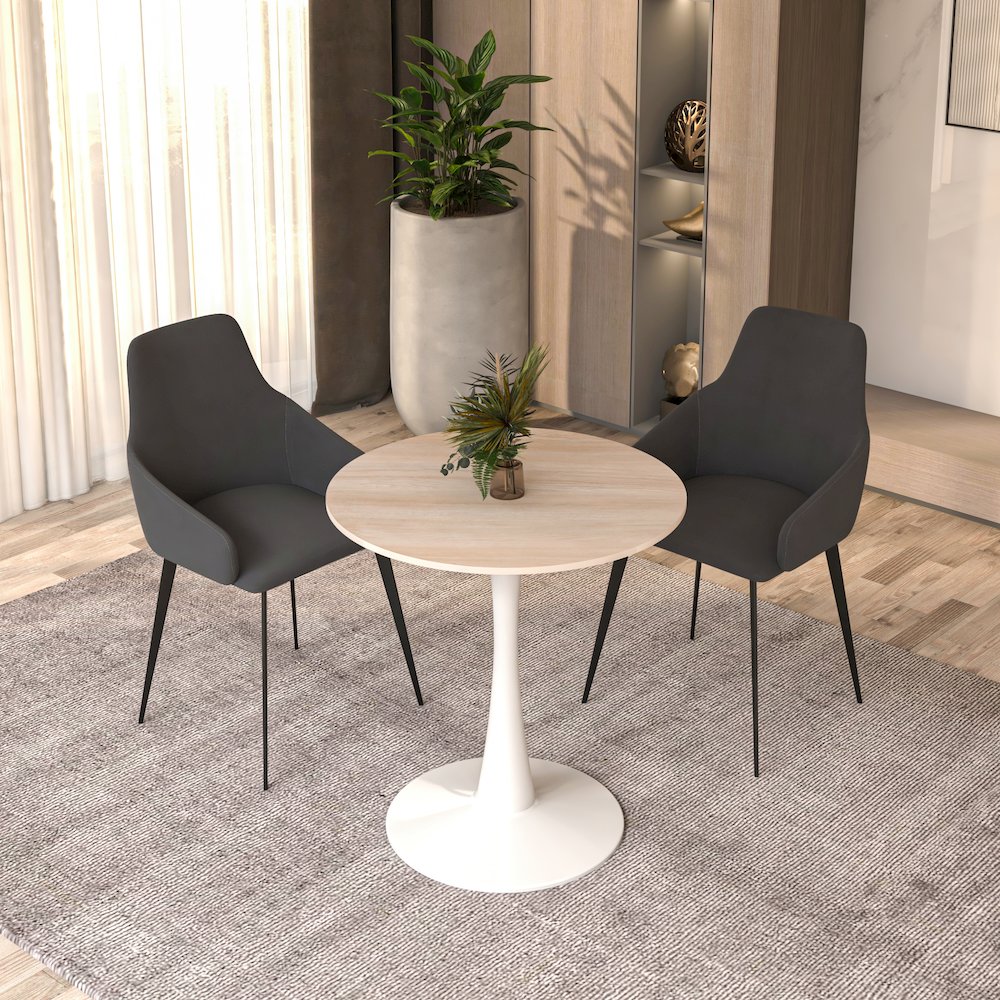 Bristol 24" round dining table White base with marbled MDF top. Picture 7