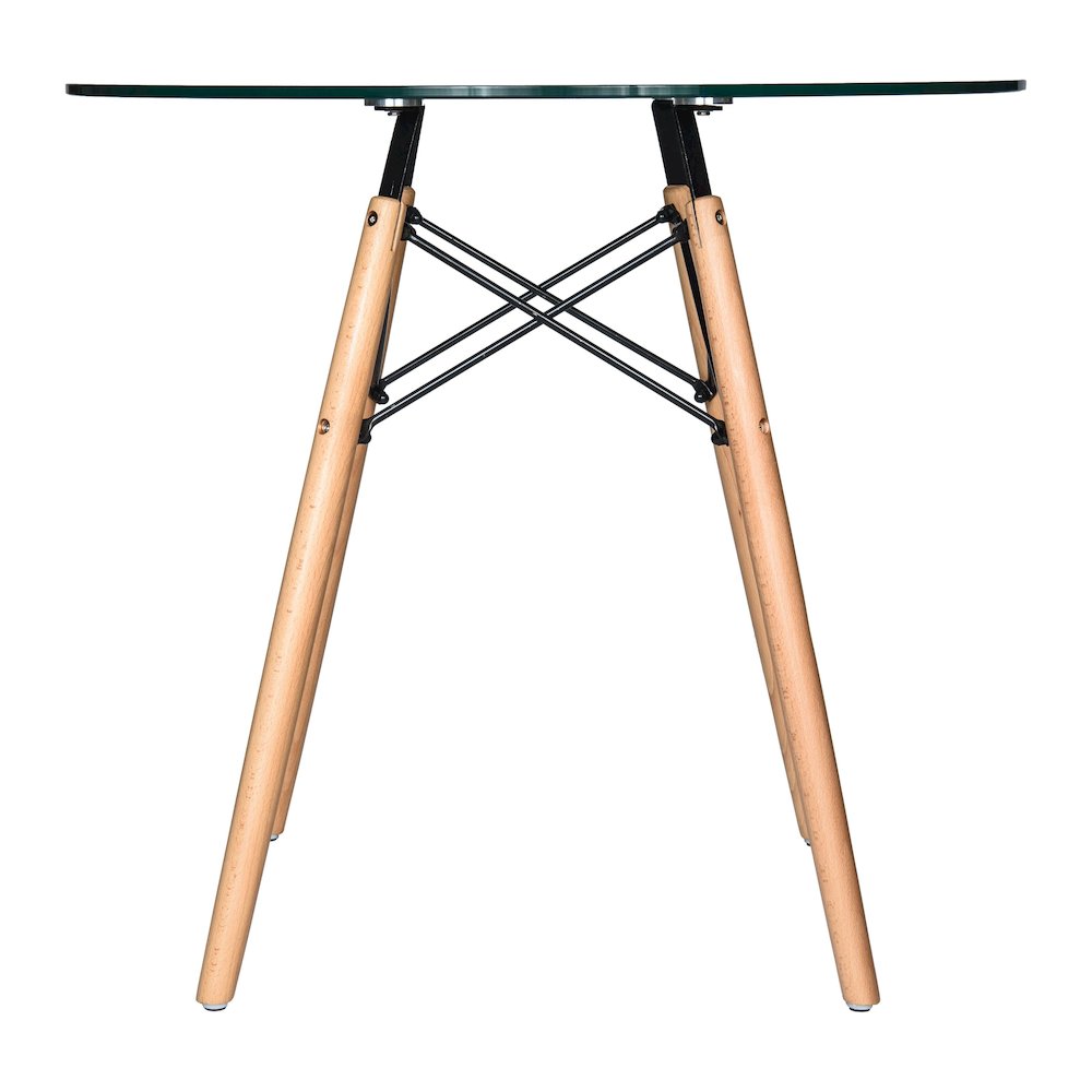 Dover 3-Piece Dining Set with Round Clear Glass Top Bistro Table in Clear. Picture 14