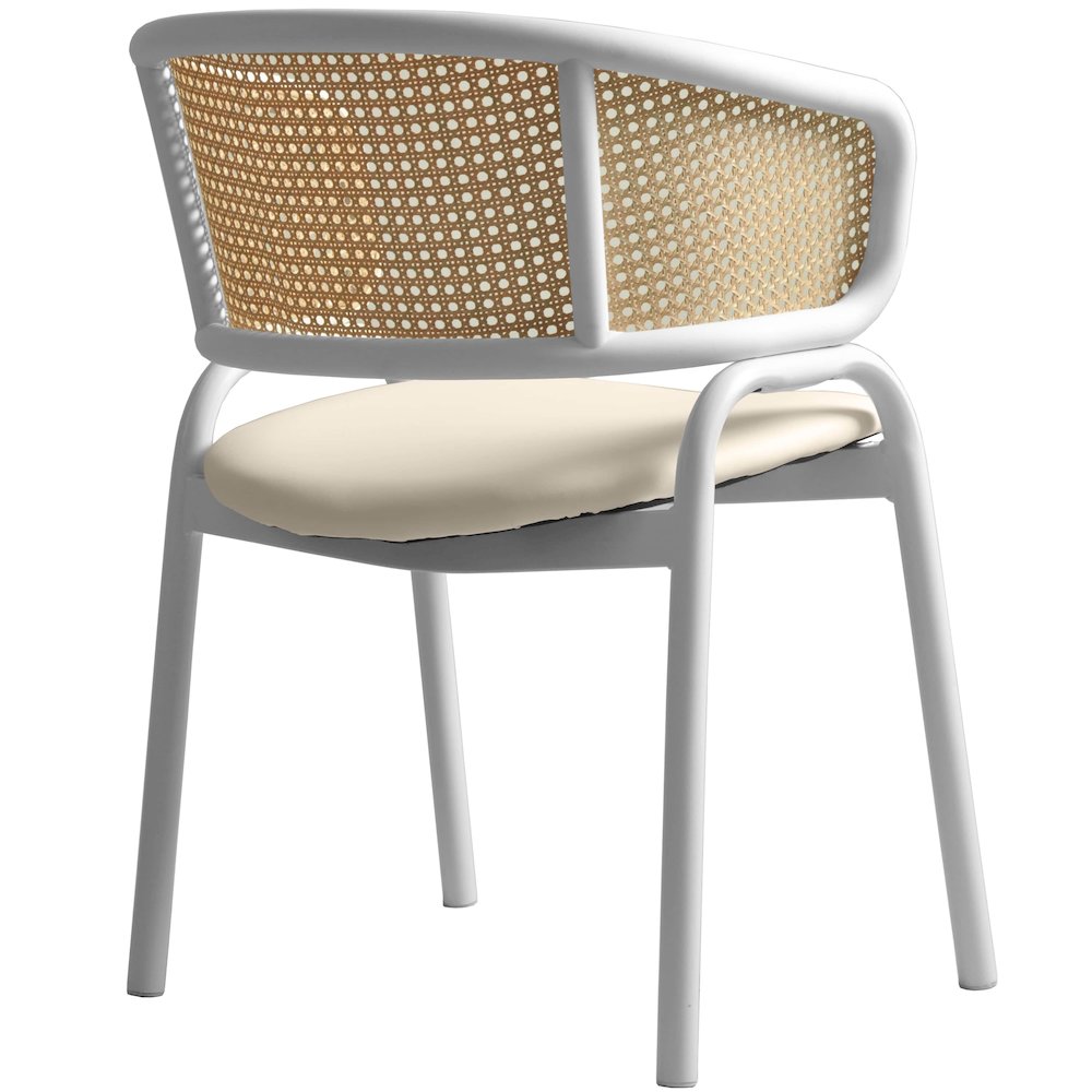 Ervilla - Dining Chair - White frame in White Leather Set of 4. Picture 10