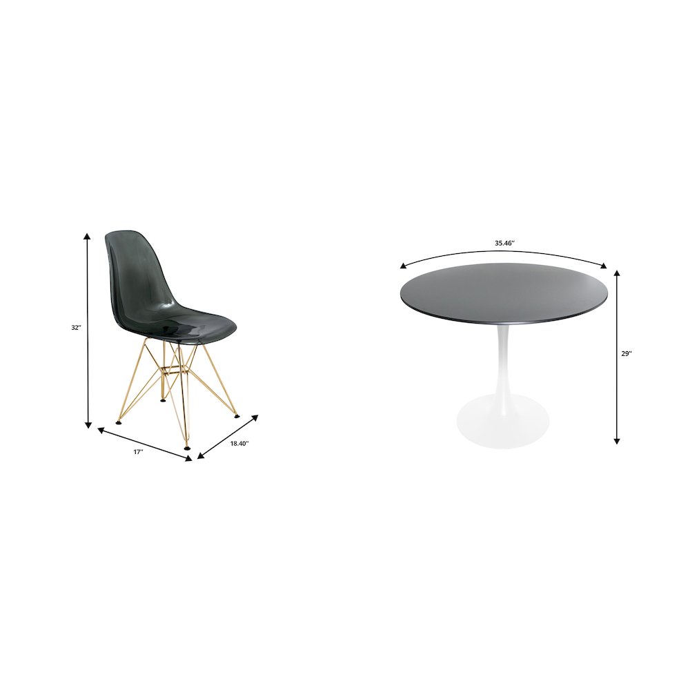 5-Piece Dining Set with 35" Round Dining Table. Picture 20
