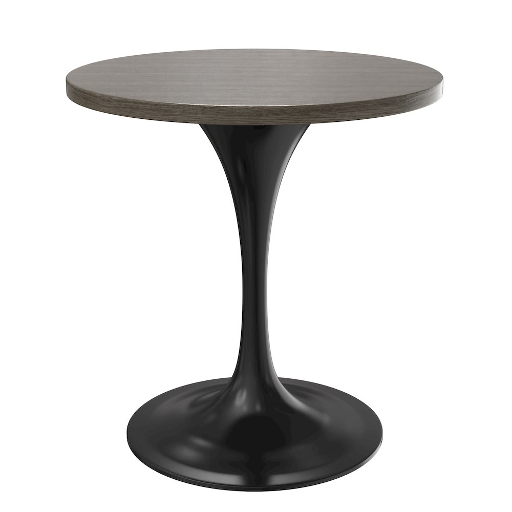 Verve Collection 27 Round Dining Table, Black Base with Dark Maple MDF Top. Picture 6