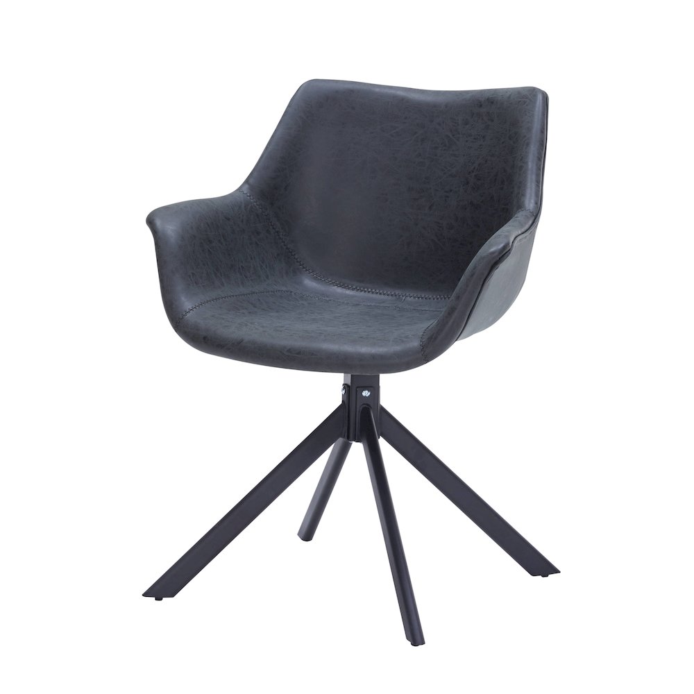 Markley Modern Leather Dining Swival Arm Chair in Black. Picture 11