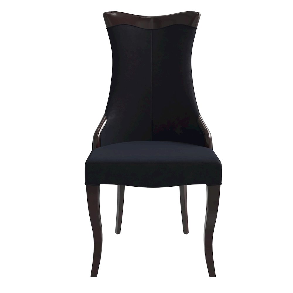 Novara Collection Modern Wooden Dining Chair in Black Velvet Set of 2. Picture 6