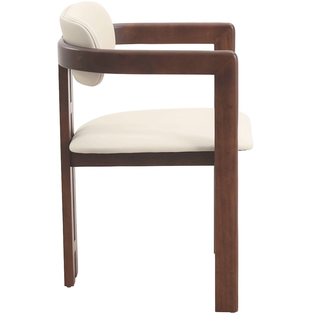 Velo Series Modern Dining Chair in Walnut Color Wood with Toupe Seat. Picture 9