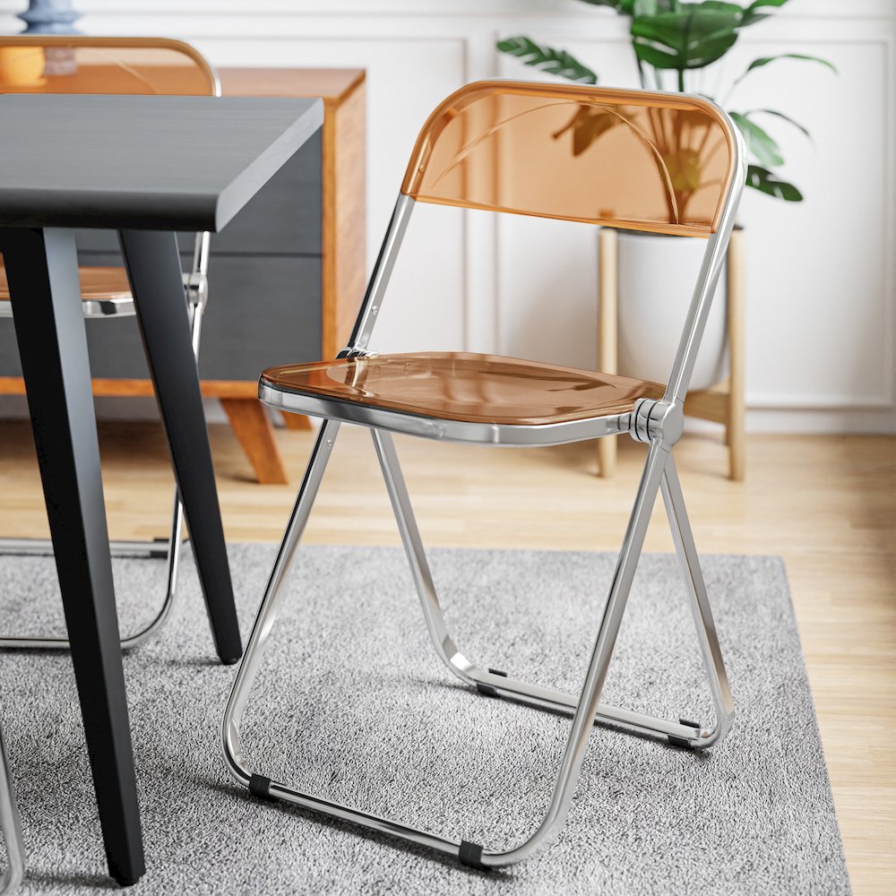 Lawrence Acrylic Folding Chair With Metal Frame. Picture 9