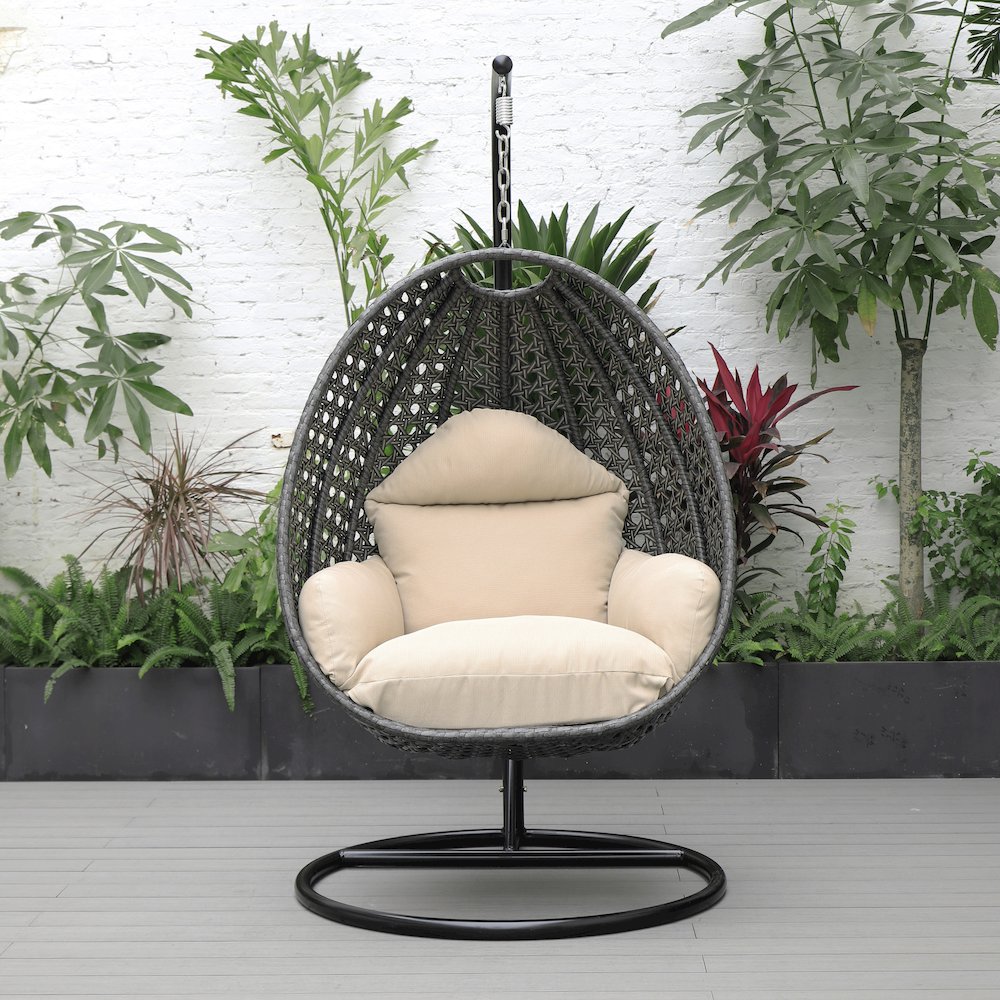 Charcoal Wicker Hanging Egg Swing Chair. Picture 4
