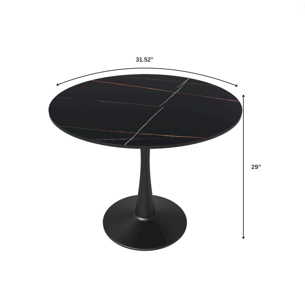 Bristol 31" round dining table Black base with Black Sintered stone Top. Picture 19