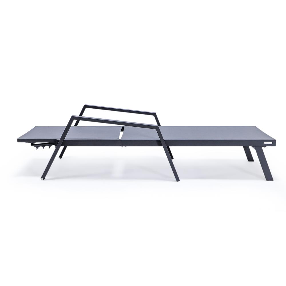Marlin Patio Chaise Lounge Chair With Armrests in Black Aluminum Frame. Picture 8
