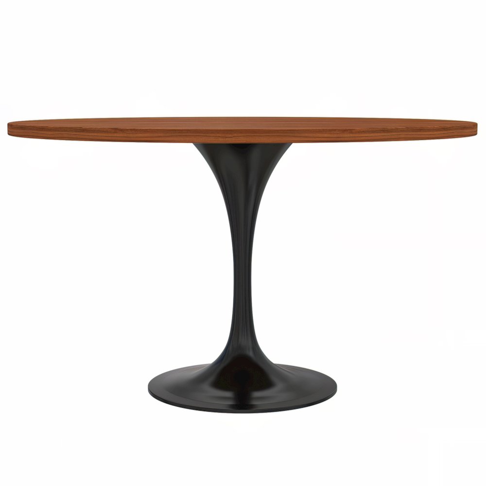 Verve Collection 48 Round Dining Table, Black Base with Cognac Brown MDF Top. Picture 5