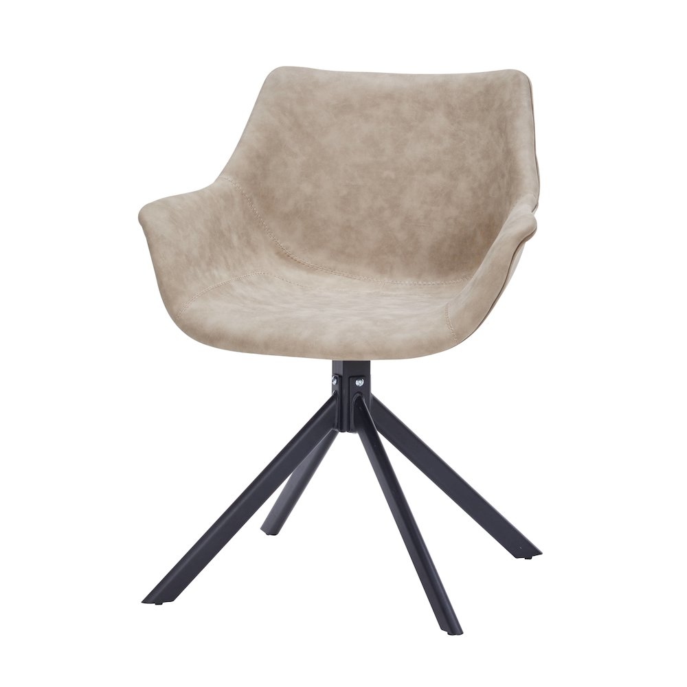 Markley Modern Leather Dining Swival Arm Chair in Taupe. Picture 11