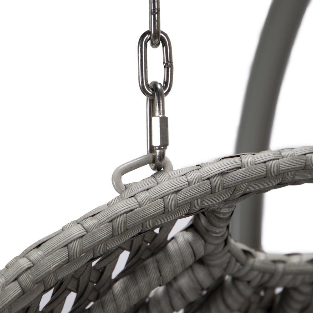 Mendoza Light Grey Wicker Hanging 2 person Egg Swing Chair. Picture 7