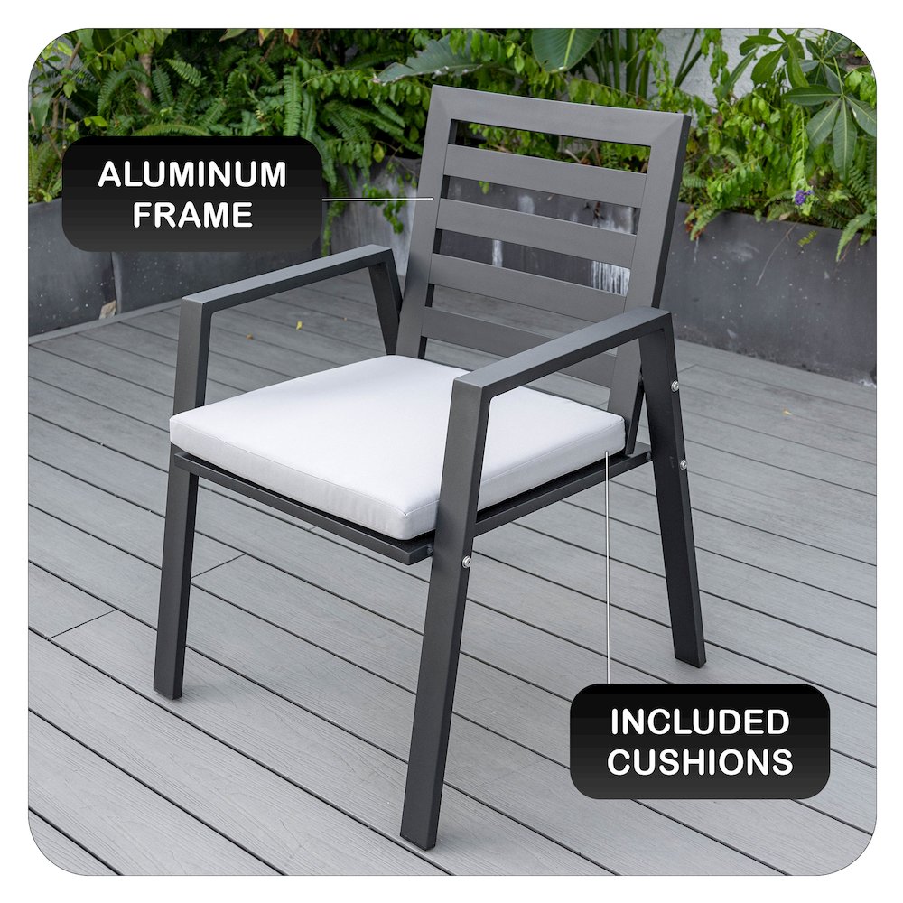 Chelsea Modern Patio Dining Armchair in Aluminum with Removable Cushions. Picture 2