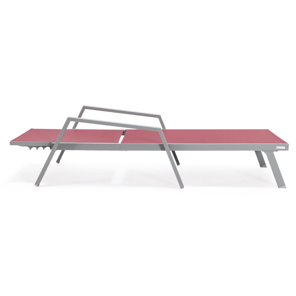 Marlin Patio Chaise Lounge Chair With Armrests in Grey Aluminum Frame. Picture 9