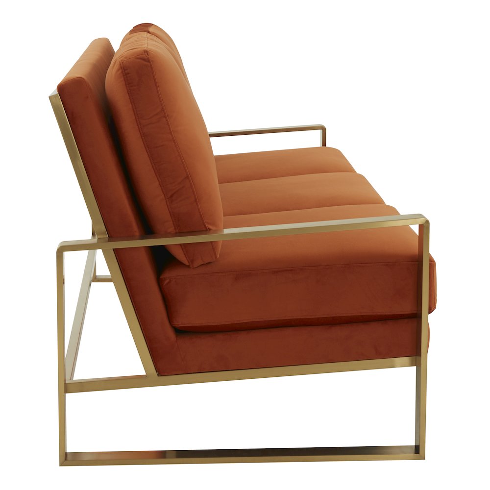 Jefferson Contemporary Modern Design Velvet Sofa With Gold Frame.. Picture 4
