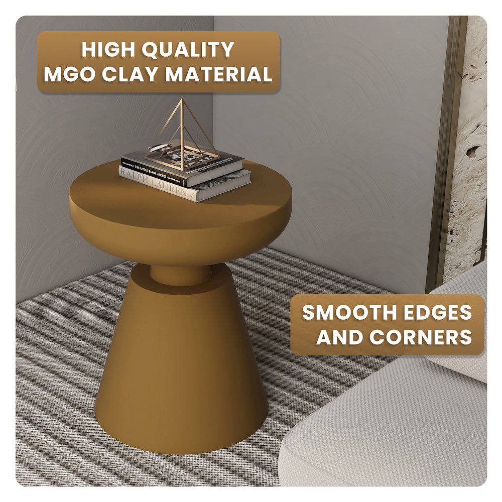 Isle Collection Fiberglass Outdoor Side Table in Brown. Picture 4