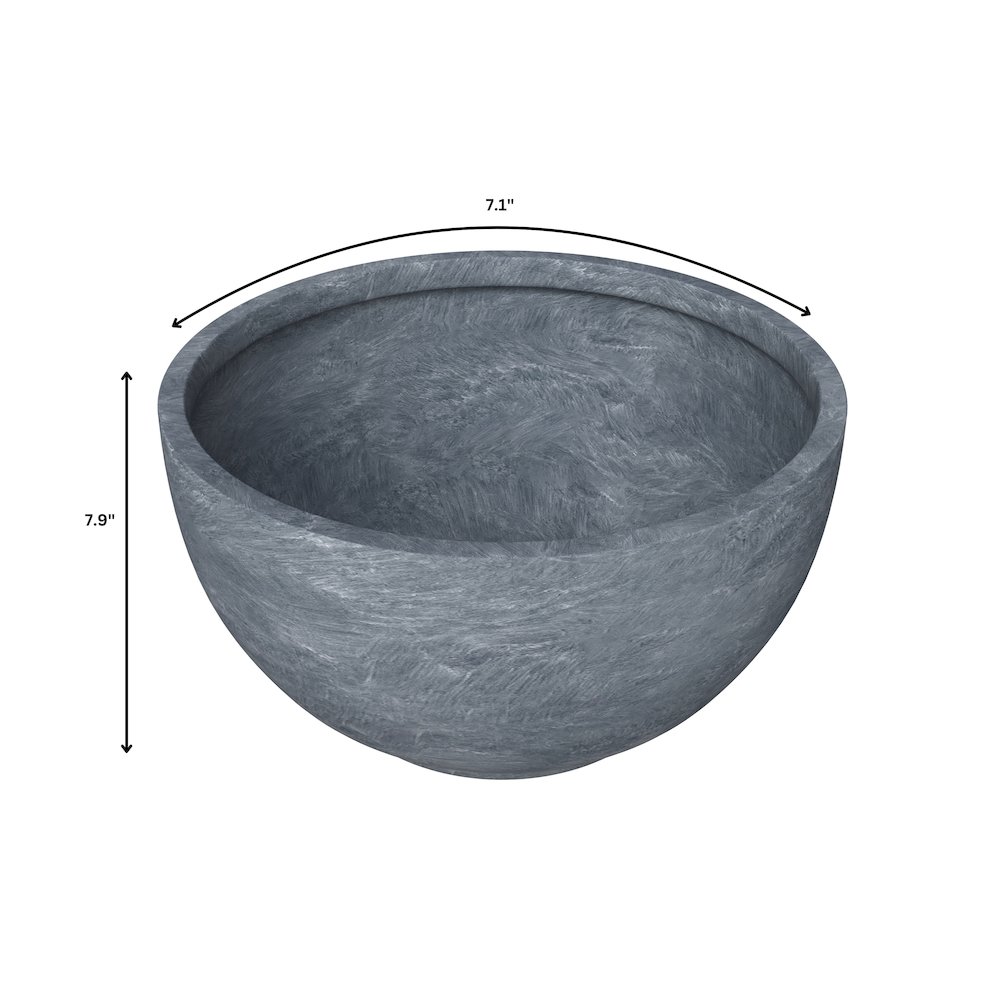 Grove Series Hemisphere Poly Clay Planter in Aged Concrete 14.9 Dia, 7.8 High. Picture 4