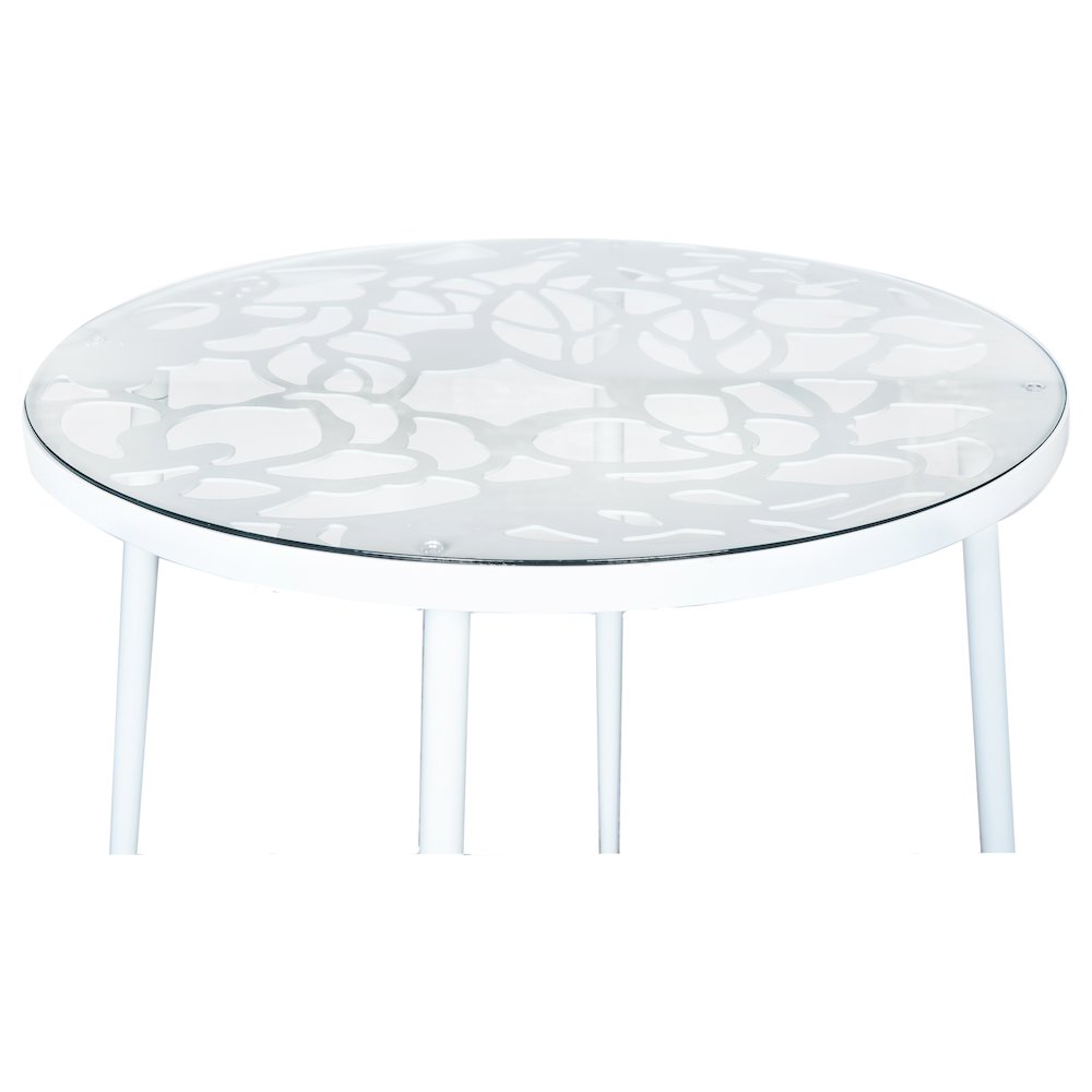 Devon Tree Design Glass Top Aluminum Base Indoor Outdoor Bistro Dining Table. Picture 4