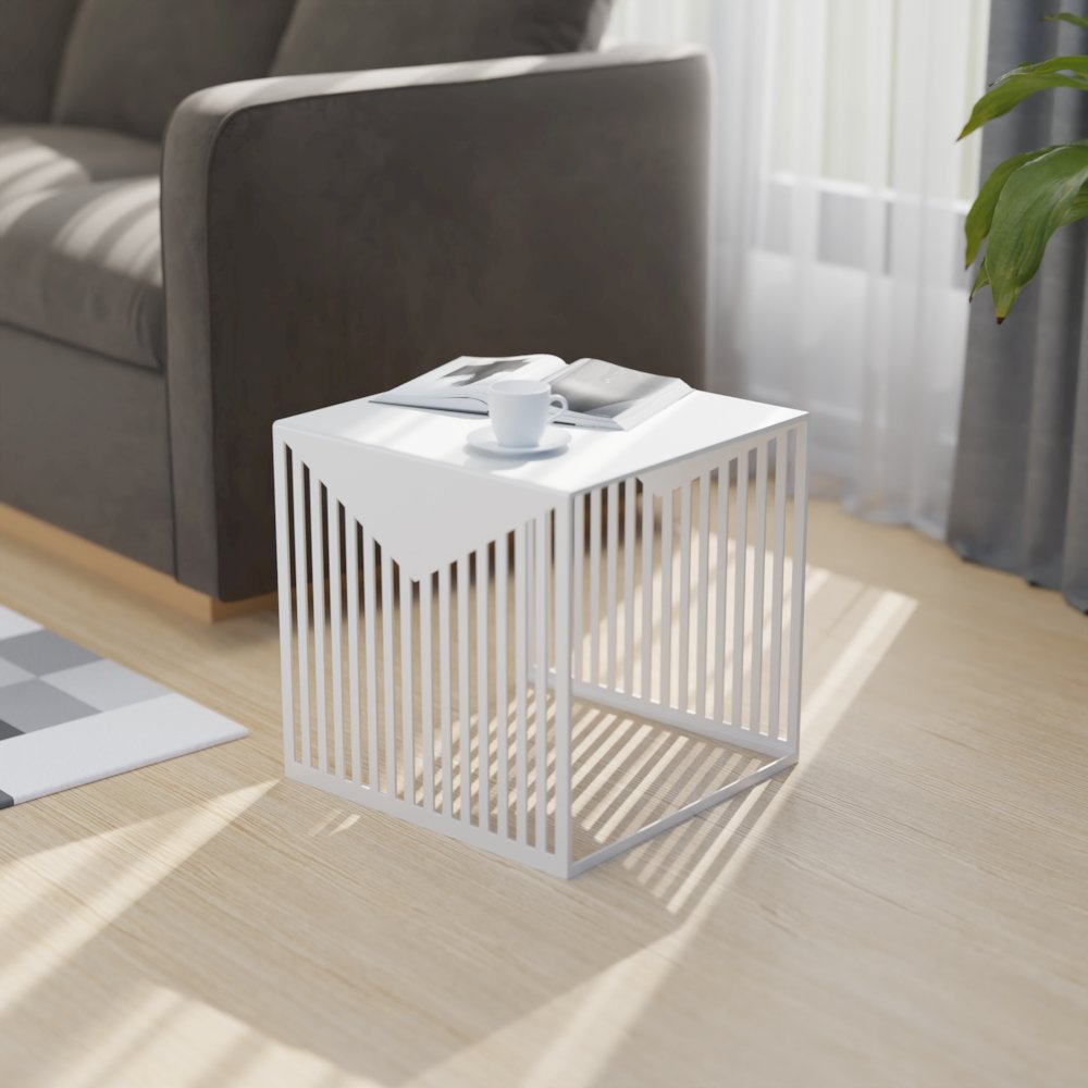 Cisco Modern Square Steel Side Table with Powder Coated Finish. Picture 3