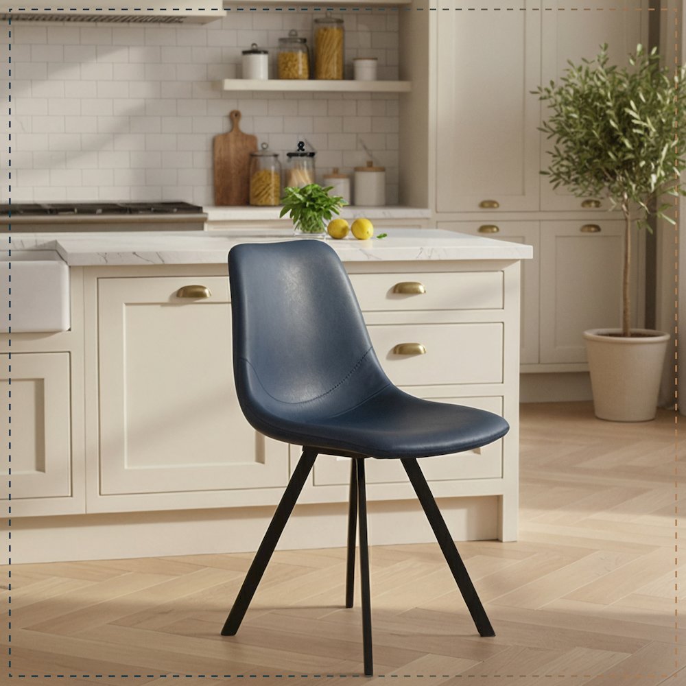 Markley Modern Leather Dining Chair With Metal Legs. Picture 11
