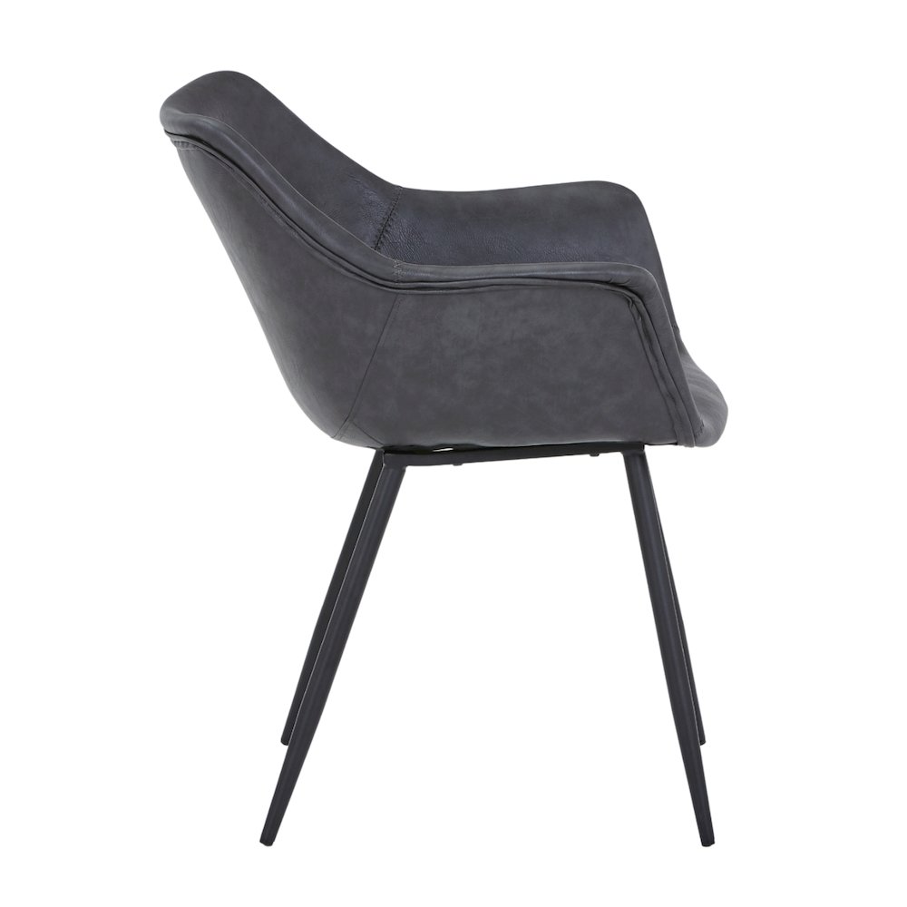 Markley Modern Leather Dining Arm Chair With Metal Legs. Picture 5